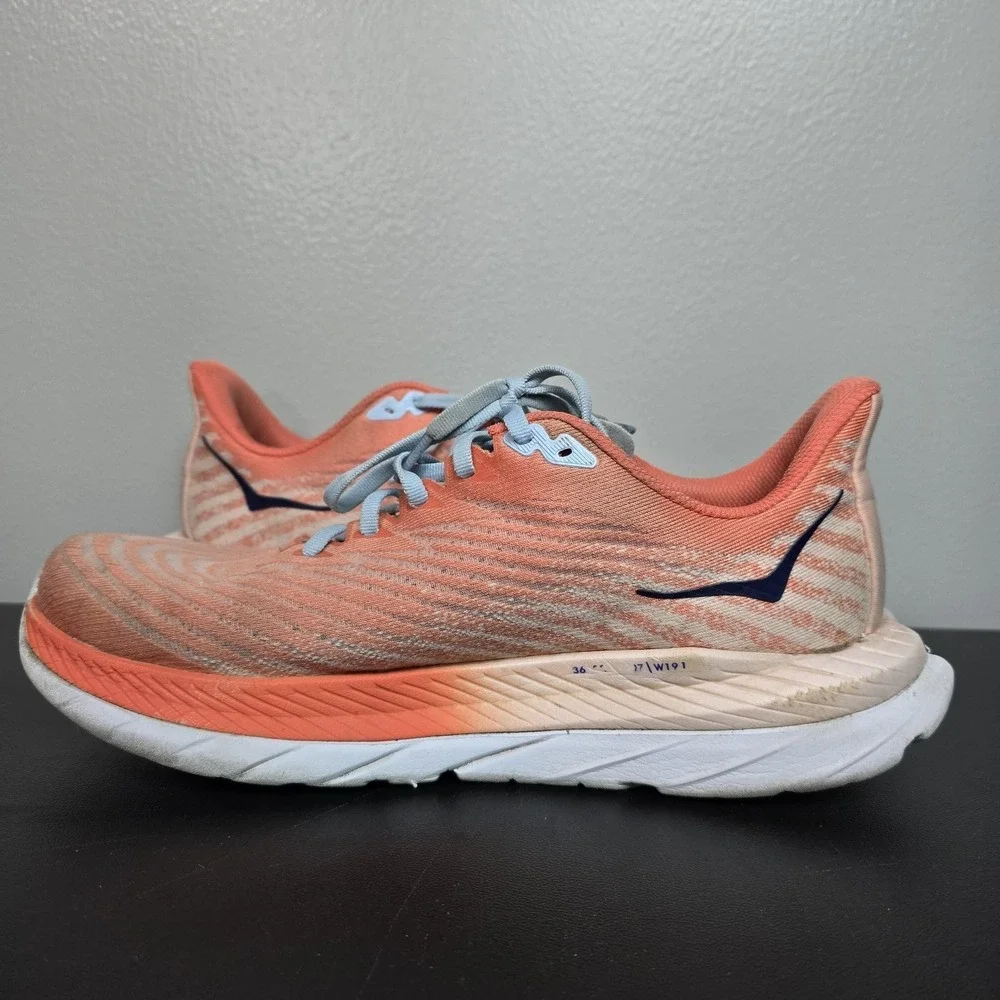 Hoka Shoes Womens Size 9.5B Orange Mach 5 Performance Running Athletic Sneakers